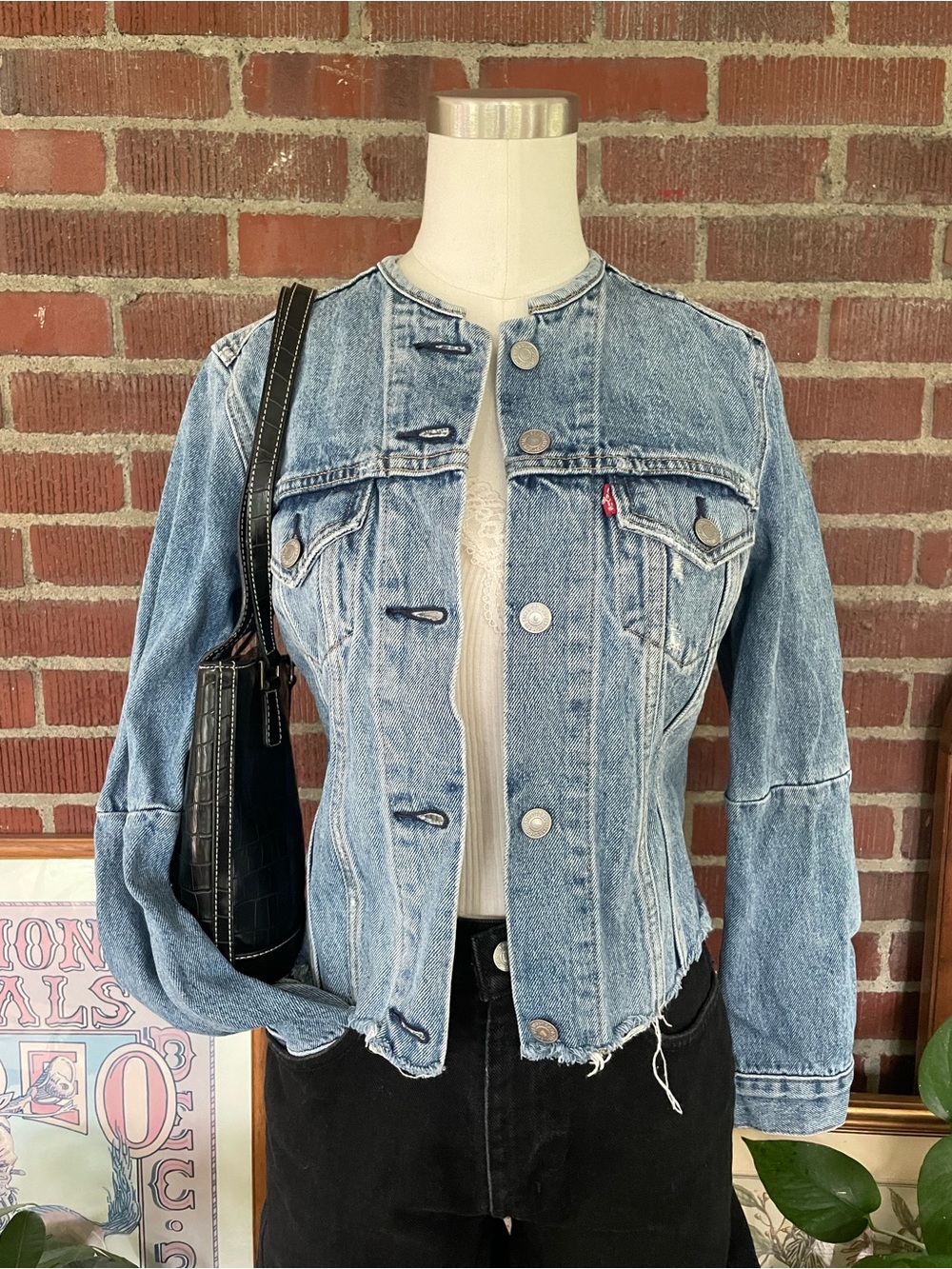 Levi's Collarless Distressed Denim Jacket